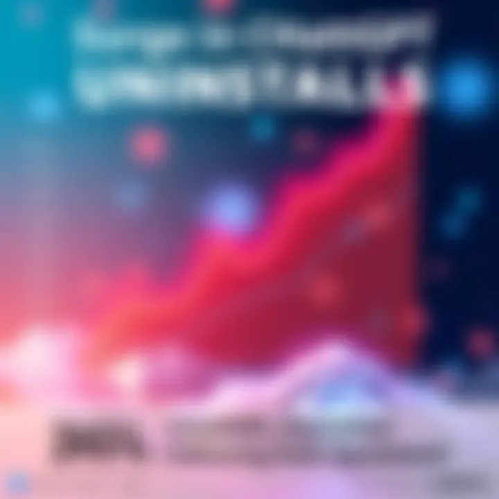 A graphic showing a steep rise in uninstalls of ChatGPT following a Department of Defense agreement, indicating public concern over AI use.