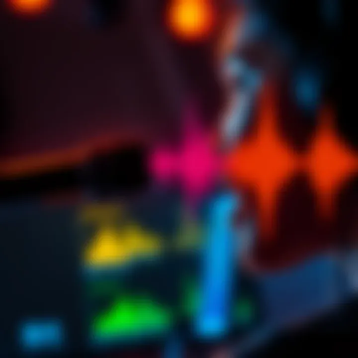 A person speaking into a microphone with sound waves visualized, showcasing ChatGPT's voice capture capability.