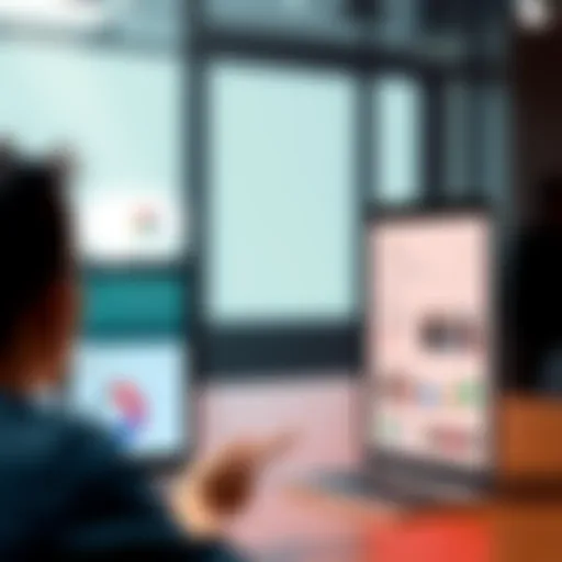 A side-by-side comparison of ChatGPT and Google with a focus on personalized interactions, showcasing a friendly chat interface with engaging dialogue bubbles and a search engine interface showing typ...