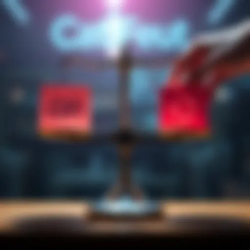 Person weighing options between Chat GPT and Grok services on a scale