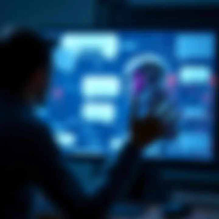 A person engaged in conversation with a chatbot on a computer screen, showcasing dialogue bubbles, reflecting the challenges of maintaining attention in long discussions.