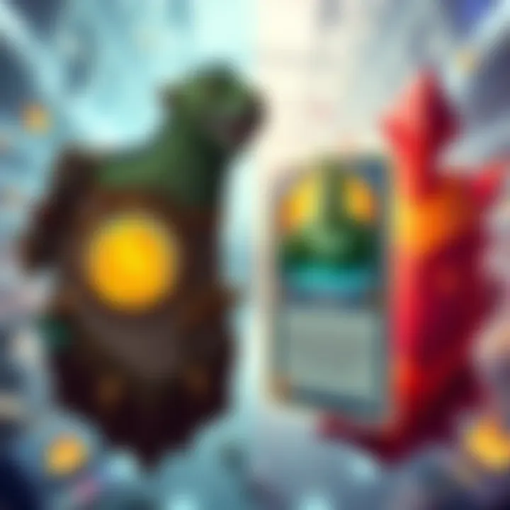 A side-by-side visual of card art: one side featuring low-cost art illustrations, the other side showing AI-generated card designs, emphasizing the differences in quality and style.