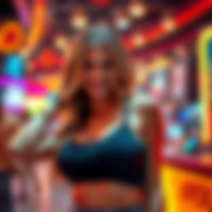 A happy woman with a stunning figure, smiling and posing playfully, embodying the ideal busty babe