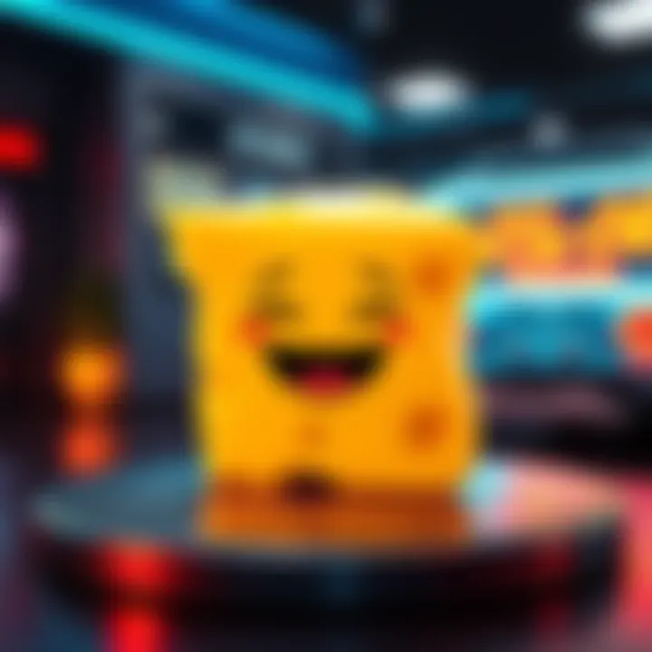 A futuristic representation of a meme featuring a slice of cheese with laughing emojis, symbolizing humor in 2050.