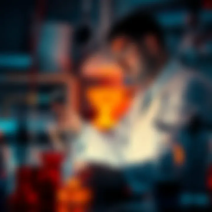 A scientist examining chemical reactions in a lab, highlighting connections to social behavior and intolerance in communities.