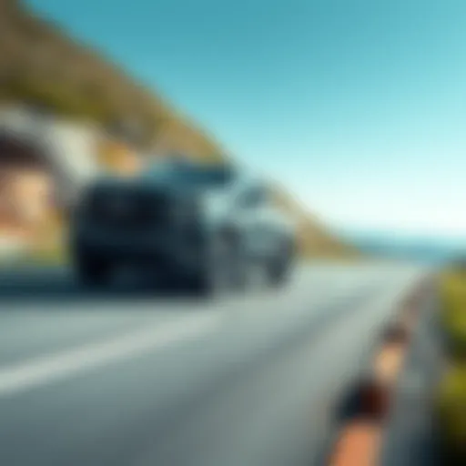 The Chevy Silverado EV on a scenic road, showcasing its design during a long drive on a single charge.