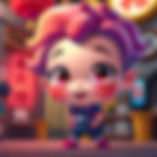 Colorful Chibi Art character with oversized head and big eyes, showcasing playful expression and vibrant colors.
