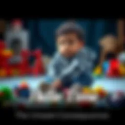 Child sitting alone looking bored A child sitting on the ground with a bored expression, surrounded by toys but not playing, illustrating the concept of idle time