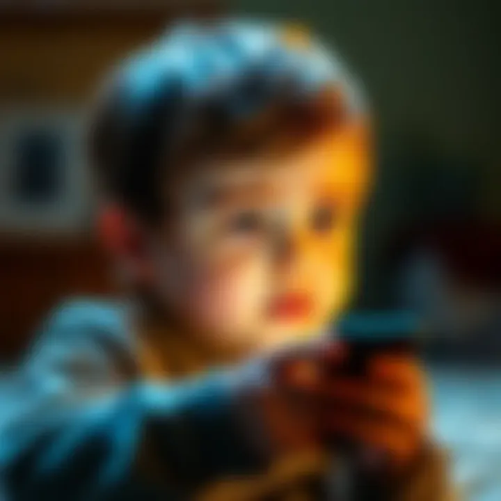 A child looking worried while using a smartphone, highlighting the potential risks of app bans and unfiltered content.