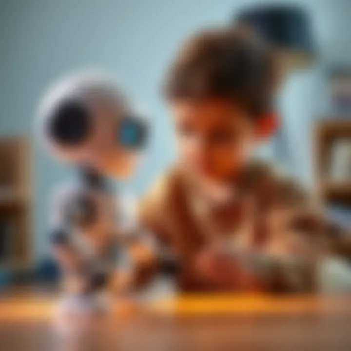 A child playing with a robot toy, symbolizing the future of jobs with AI technology.