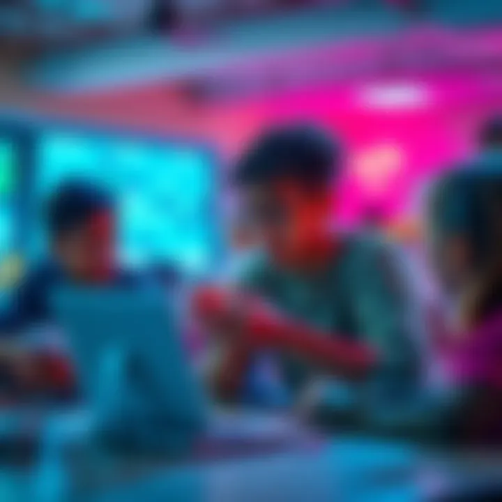 A group of kids engaged in critical thinking activities, discussing and sharing ideas without any electronic devices, highlighting the importance of personal interaction.