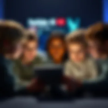 Children watching YouTube A group of children watching a tablet with concerned expressions as questionable content plays on the screen.