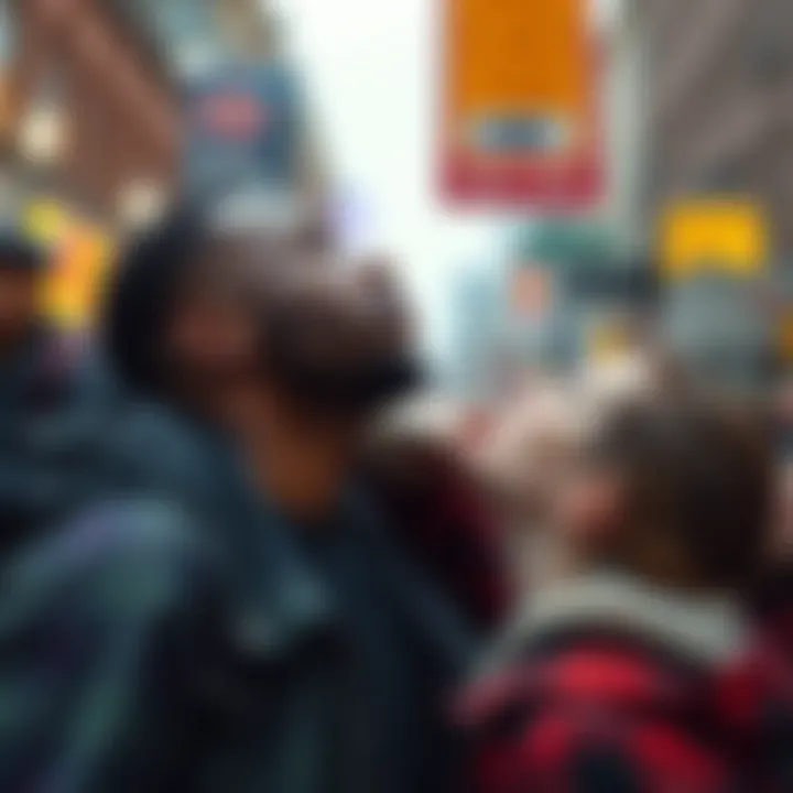 A person is publicly lifting another's chin, showcasing a controversial trend that invades personal space.
