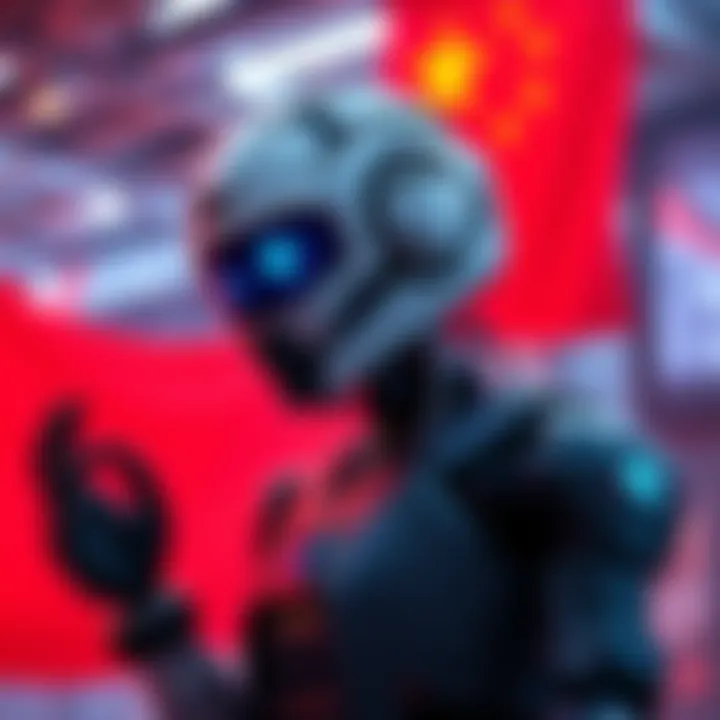 A Chinese robot demonstrating advanced technology in a high-tech setting, showcasing AI capabilities.