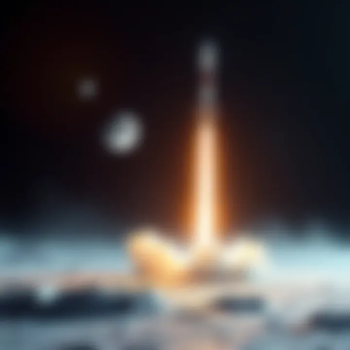 Rocket launching towards the Moon with a focus on locating water ice