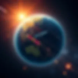 An illustration of a network of satellites in orbit around Earth, symbolizing China's plan for an AI-powered satellite mega network aimed at global connectivity.