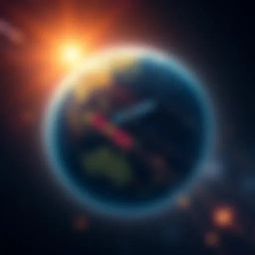An illustration of a network of satellites in orbit around Earth, symbolizing China's plan for an AI-powered satellite mega network aimed at global connectivity.