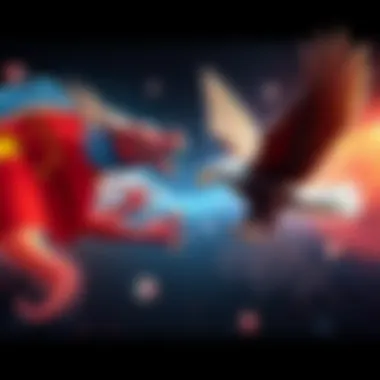 A graphic showing a race between a Chinese dragon and an American eagle symbolizing the competition in AI technology between China and the U.S.