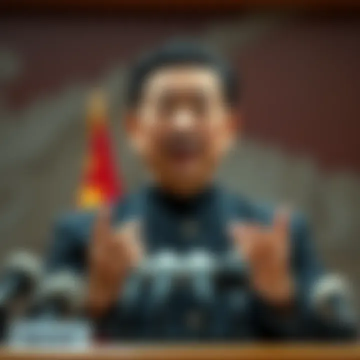 A Chinese government official giving a stern warning at a press conference about the consequences of supporting the US Huawei chip ban.