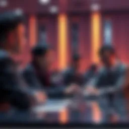 A group of Chinese AI experts discussing anxiety over the US-China AI competition in a conference setting