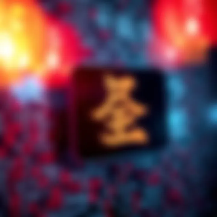 A close-up view of a single Chinese character highlighted in a digital message, with surrounding text blurred