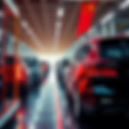 A modern assembly line showcasing electric vehicles being built in China, highlighting innovation in auto manufacturing.