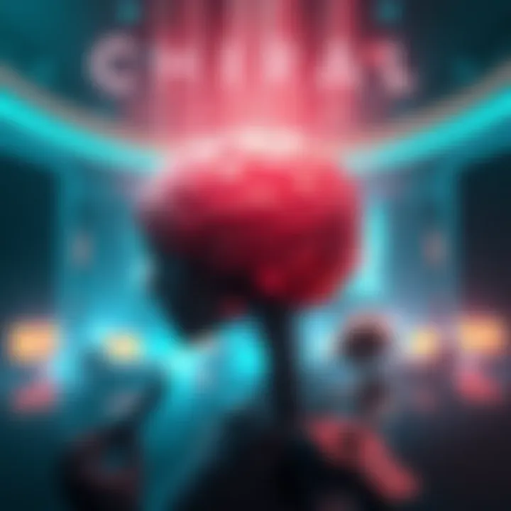 A disembodied brain with an AI companion solving puzzles in a futuristic setting.