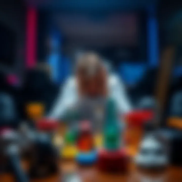 A person appears stressed while sitting at a table full of different objects to choose from, reflecting the struggle of decision-making.