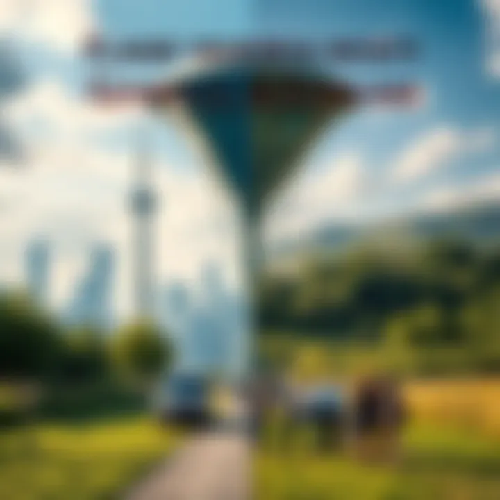 A split image showing a futuristic city representing Genopolis on one side with advanced technology, and a natural setting with people embracing simplicity in Luddland on the other side.