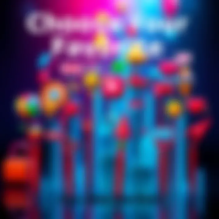 A group of colorful icons representing different choices like food, travel, and activities inviting participation.