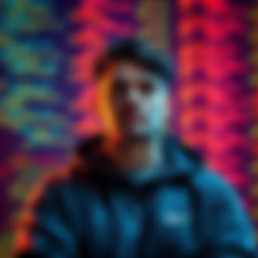 A person contemplating between two software options, GPT Pro and Claude Max, with coding elements in the background.