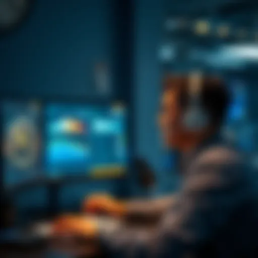 A person debating between taking another course and starting a new project on a computer with graphics of coquis and Unreal Engine on the screen