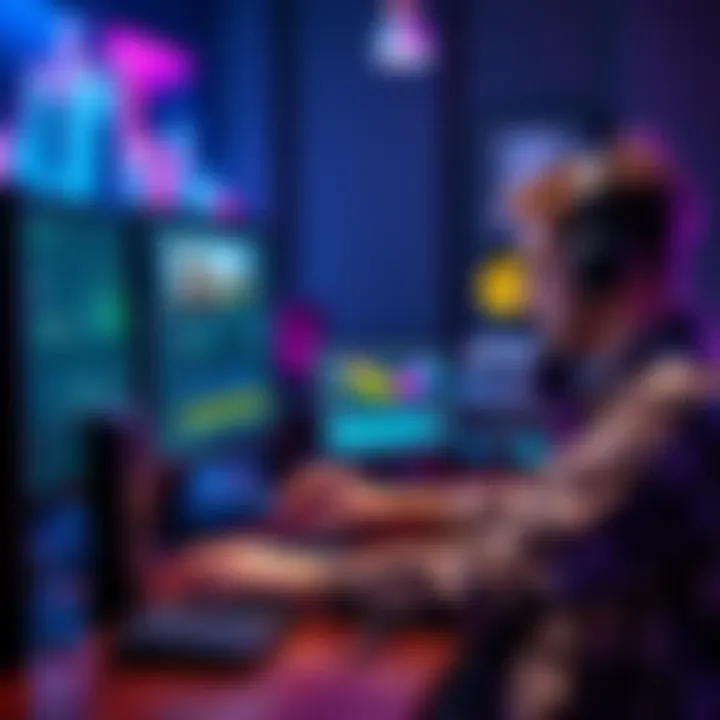 Cinematic Creation Tools A person working on a computer with cinematic editing software for video and image production