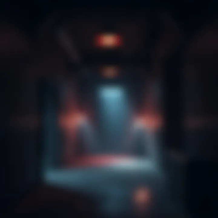 Cinematic Horror Game Scene A dark and moody scene from a horror game developed in Godot, featuring eerie lighting and suspenseful atmosphere