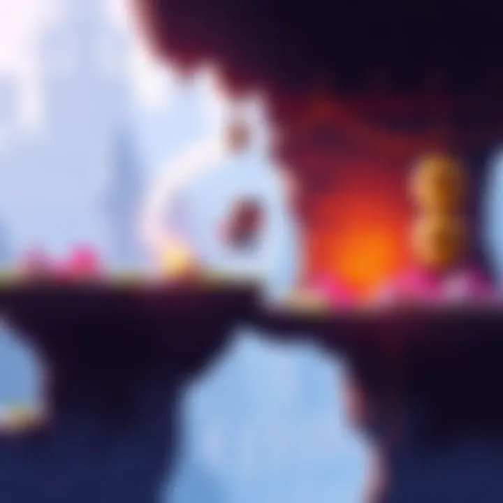 A scene from a cinematic platformer showcasing vibrant graphics and character movement.