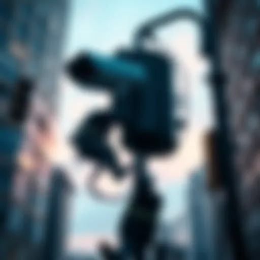 Workers taking down a Flock surveillance camera from a city streetlight