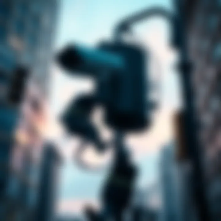 Workers taking down a Flock surveillance camera from a city streetlight