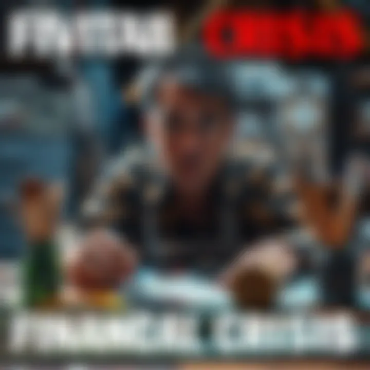 CivitAI Financial Crisis A worried artist observing financial decline, with art supplies scattered around, representing the impact on creative industries.