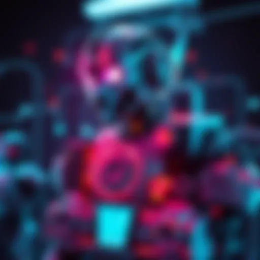A futuristic robot showcasing advanced AI and automation technology, surrounded by digital elements representing software innovation.
