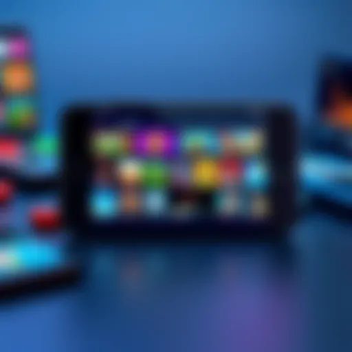 A smartphone displaying classic mobile games on its screen, showcasing popular titles and colorful graphics.