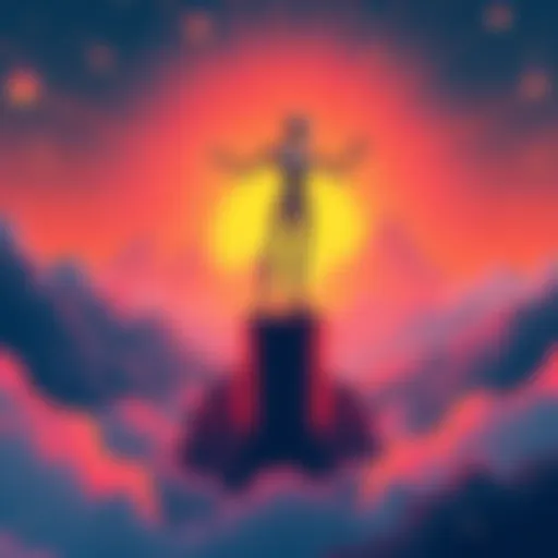 Illustration of Claude, an AI model, rising above competition in the technology market, representing progress and innovation in artificial intelligence.