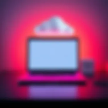 A laptop closed with a cloud graphic above, symbolizing Claude Code running in the cloud, with special credit boxes next to it.