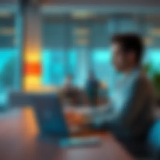 A person sitting at a table with a laptop, appearing thoughtful while looking at a chat with an AI assistant, representing decision-making influences about life choices.