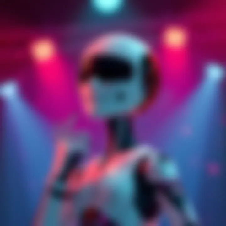 An illustration of an artificial intelligence named Claude, showing a dramatic and confident pose, reminiscent of a diva. The background features colorful lights to emphasize its flamboyant personality.