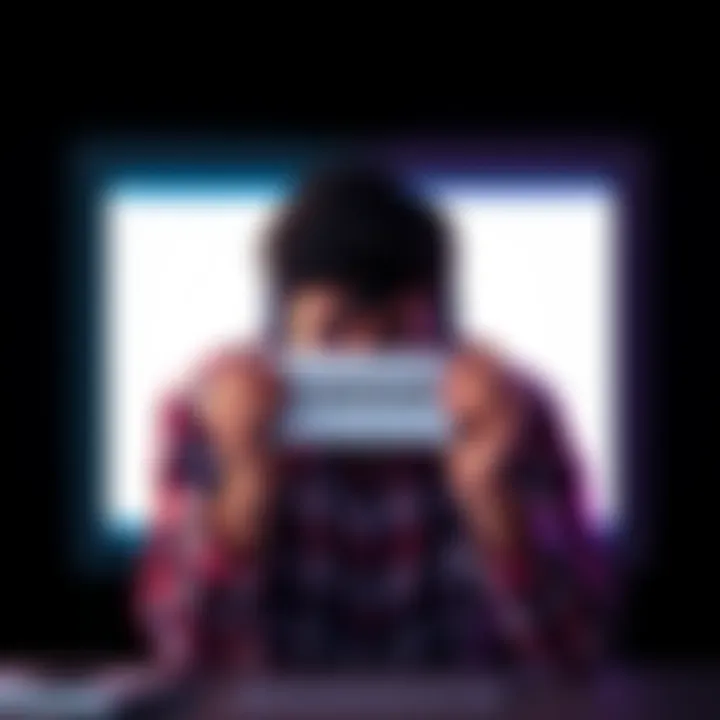 A frustrated person looking at a computer screen with a notification about a canceled subscription, representing subscription issues