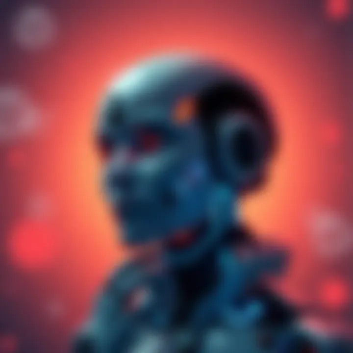A digital representation of an AI character, looking thoughtful while processing information about feelings, with a soft light effect around it.