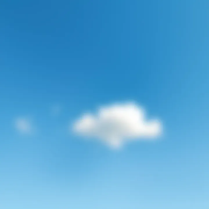 A vast, clear blue sky with a few fluffy white clouds floating by, showcasing its beauty and openness.