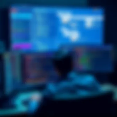 A person sitting at a computer, looking frustrated with a cluttered screen filled with commands and tasks. Another screen shows organized sessions with clear labels for each task, demonstrating better...