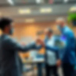 A professional shaking hands with a client in an office setting, showing collaboration in AI Automation.