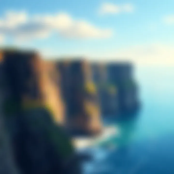A vibrant digital drawing showcasing the Cliffs of Moher, illustrating the rugged coastline and ocean view, created with a custom palette.